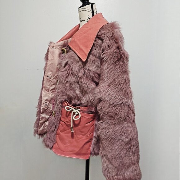 New Real Toscana Sheepskin Lamb Fur Coat Jacket Dusty Pink Rose Lilac No MinkFox - Picture 3 of 5